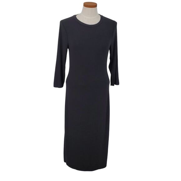 A New Day 3/4 Sleeve Ribbed Midi Bodycon Dress Black Womens Size Medium New - Picture 1 of 6